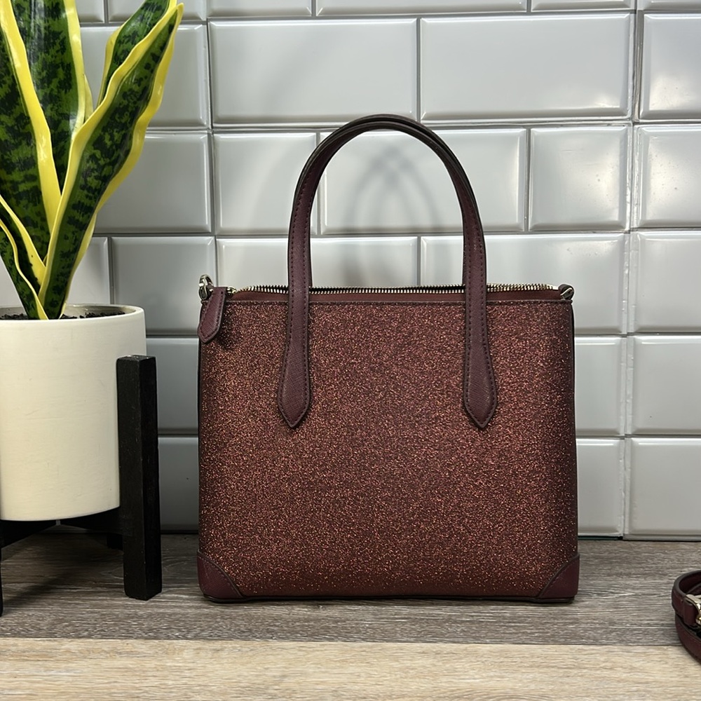 Kate Spade burgundy glitter crossbody satchel with matching wallet - Picture 2 of 16